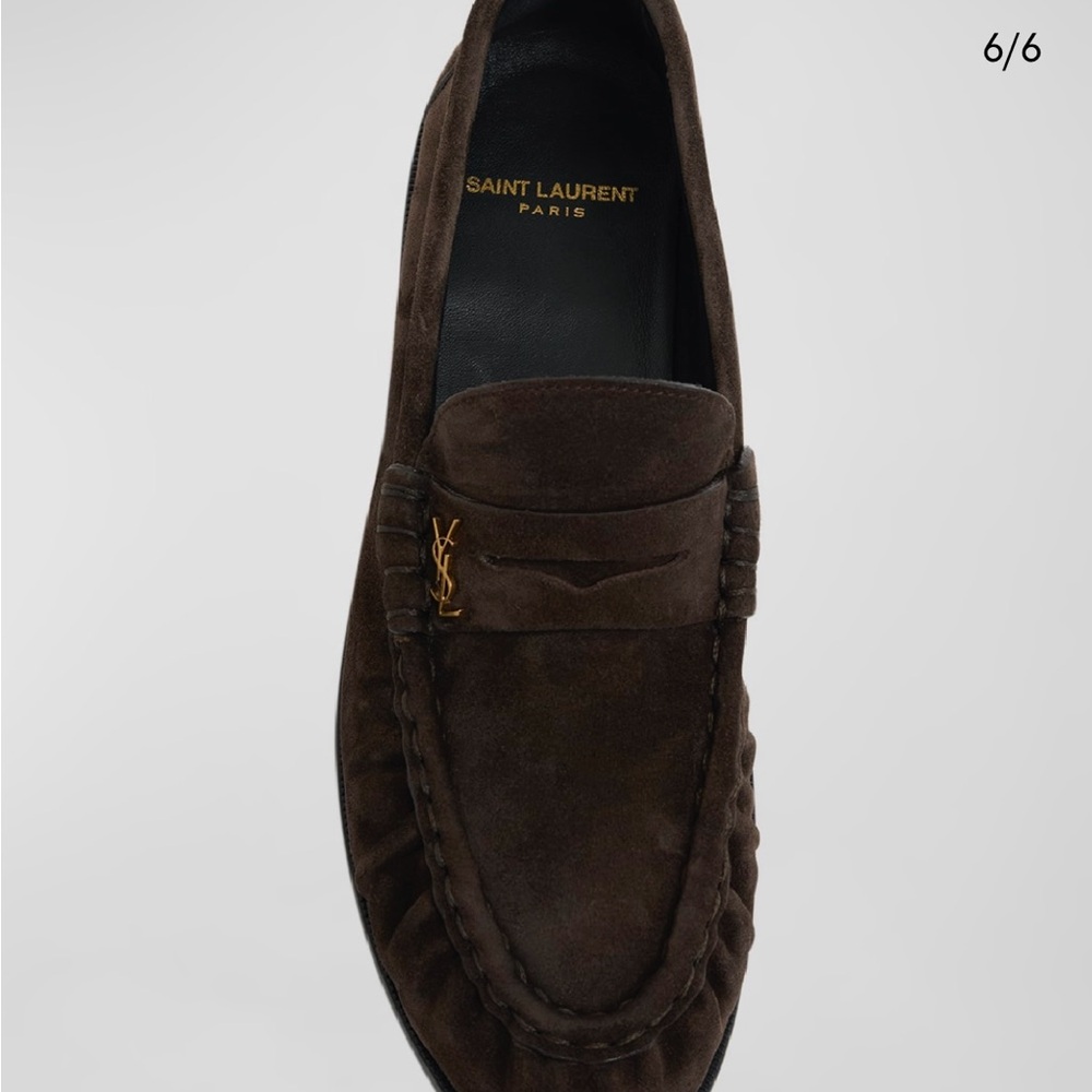 Saint Laurent Brown Suede Loafers